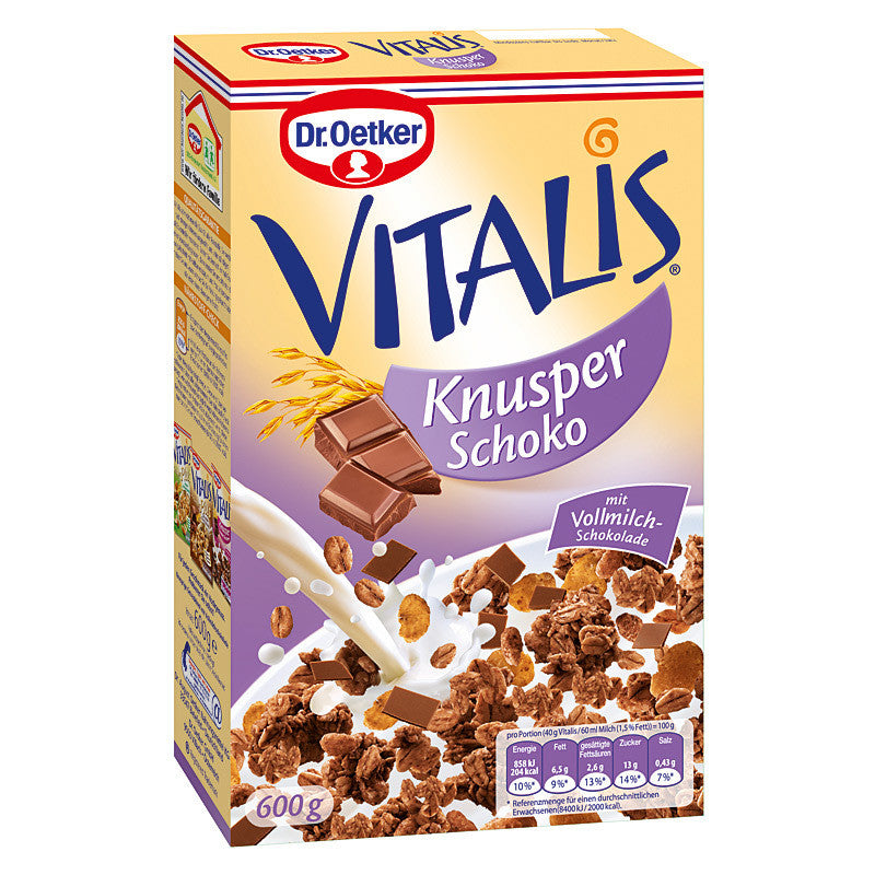Dr. Oetker Vitalis Knusper Schoko 600g Packung