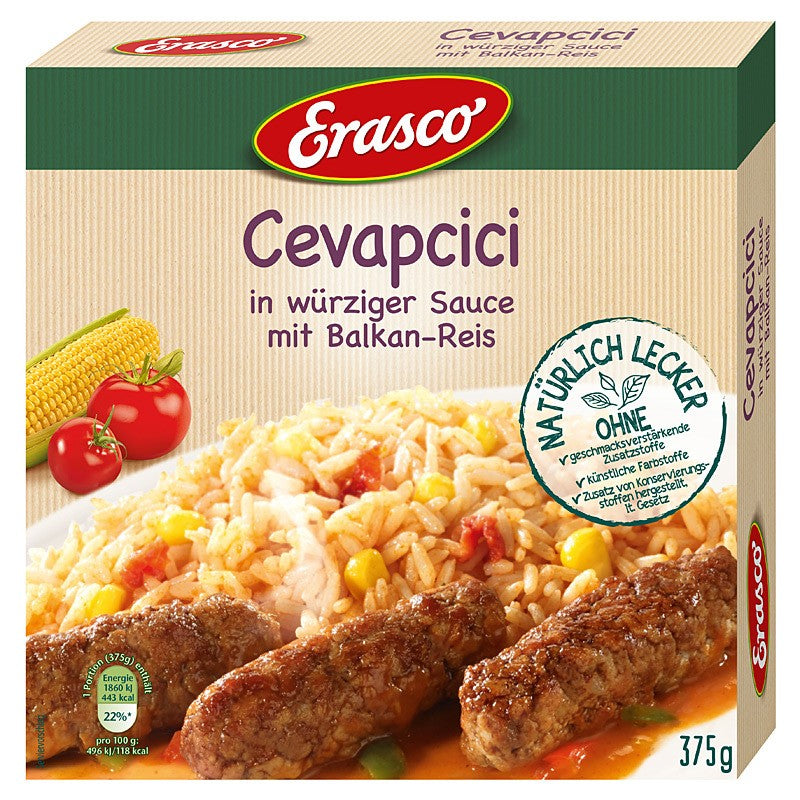 Erasco Hackfleischröllchen in würziger Sauce mit Balkan-Reis 375g