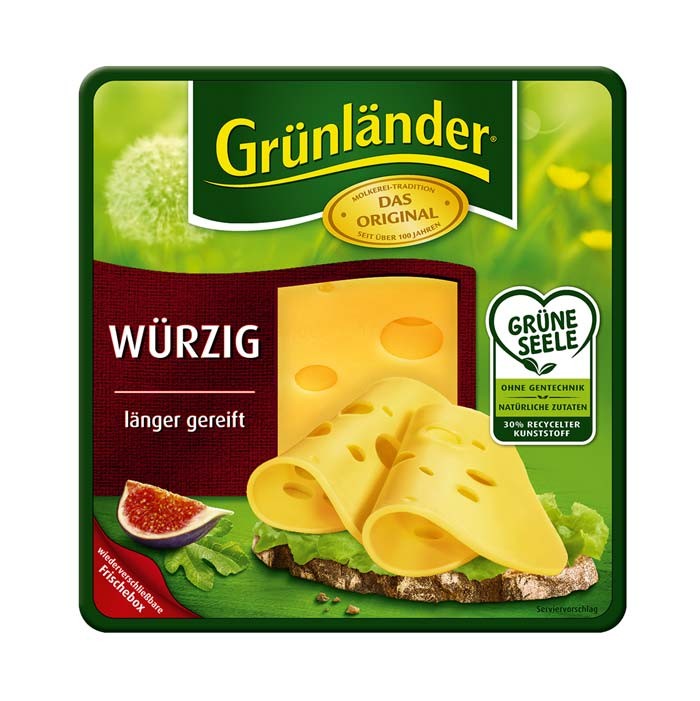 Grünländer Würzig Käse in Scheiben 120g