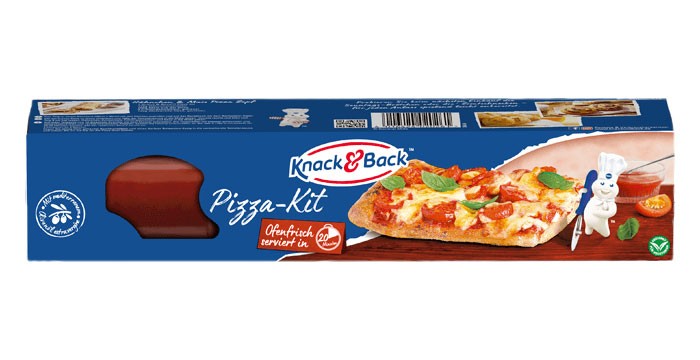 Knack & Back Pizza Kit, Pizza-Frischteig mit Olivenöl & Tomatensauce 600g