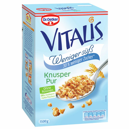 Dr. Oetker Vitalis Knusper Müsli weniger süß 1,5kg Packung