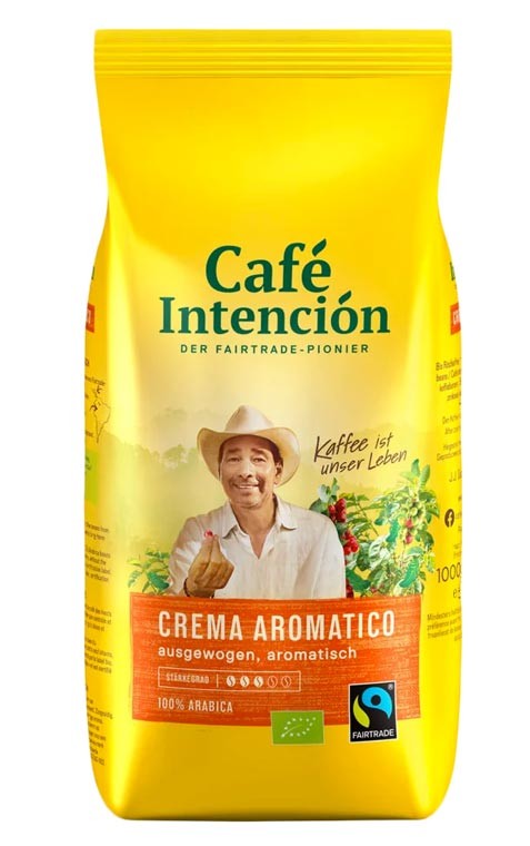 Fairtrade Kaffee Café Intención Crema Aromatico ganze Bohnen 1 kg